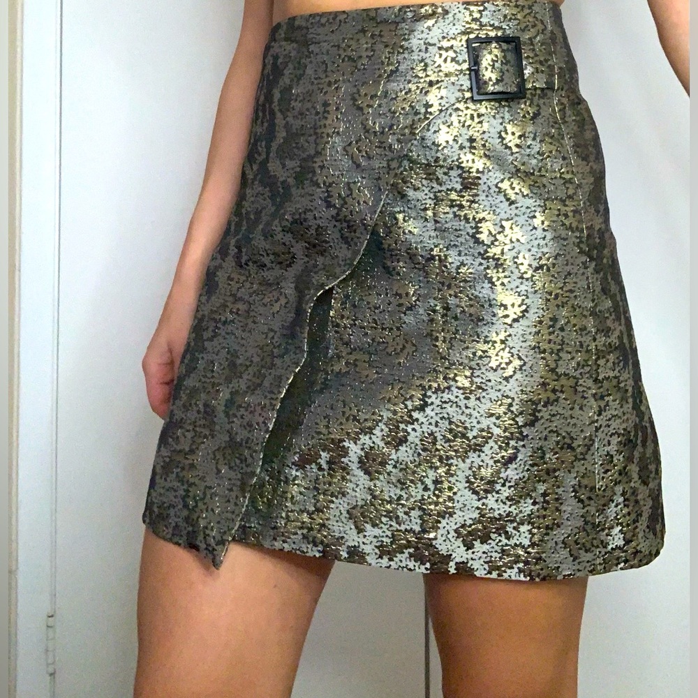 Chrome wrap skirt with gold details